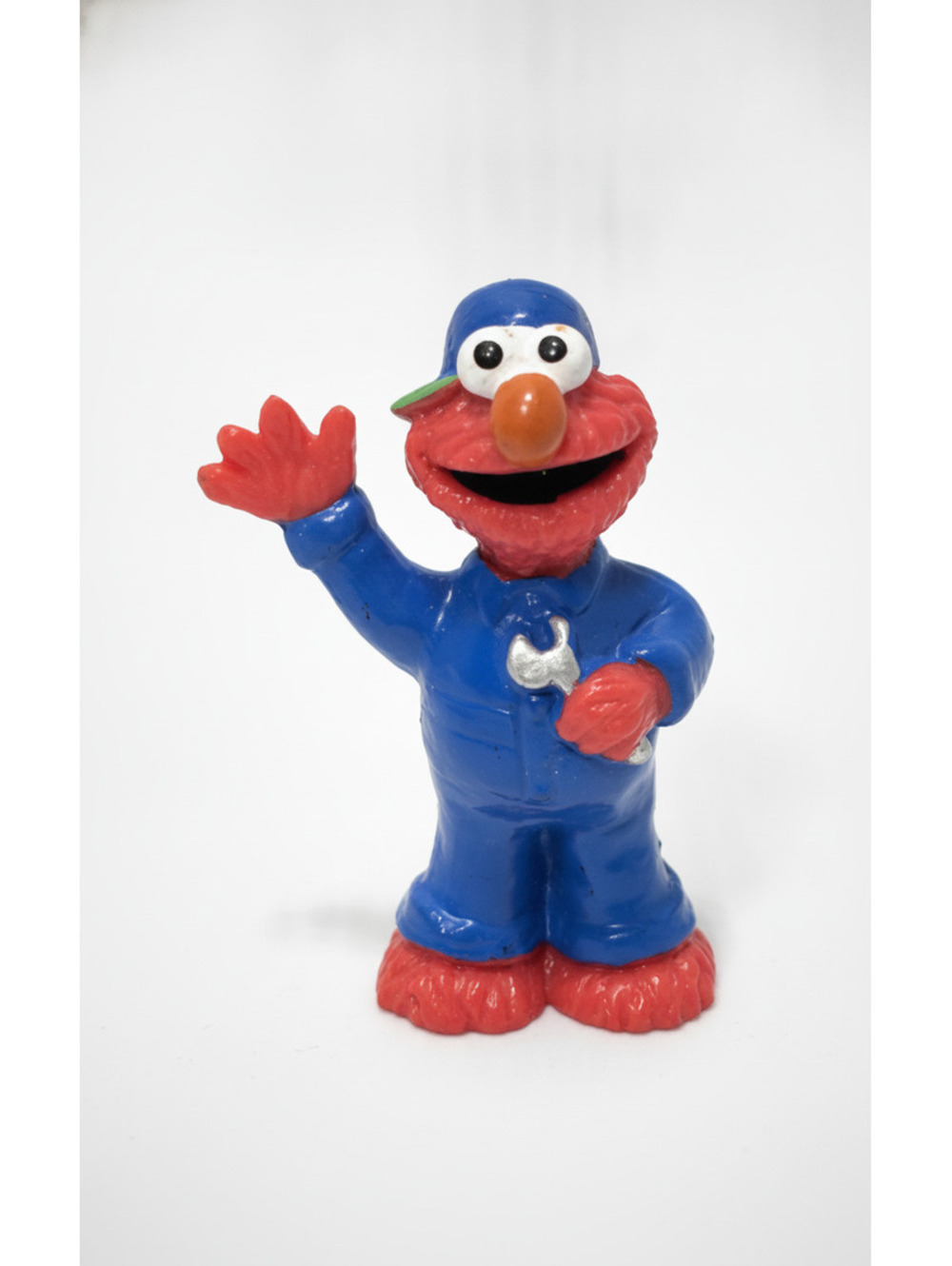 Sesame Street Elmo Mechanic Work Overalls PVC Figure Wrench Cake Topper Toy GUC